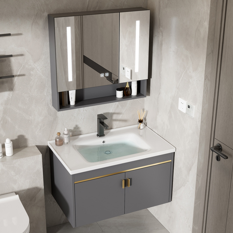 gabinete de baño cerámica integral lavabo inodoro gabinete de baño lavabo lavabo combinación de aluminio espacial
