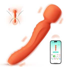 跨境女性APP震动棒电动双头自慰棒情趣用品阴蒂挑豆双头AV棒批发