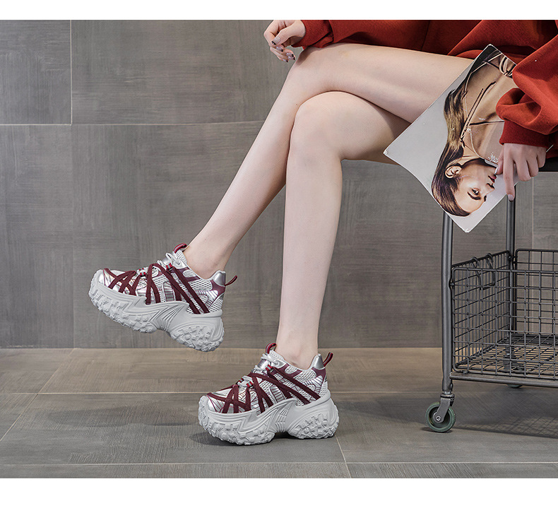 Paris Vintage Dad Sneakers For Women 2026 Spring/Autumn New Thick-Soled Tire-Style Distressed Sports Casual Trendy_vogvips.com