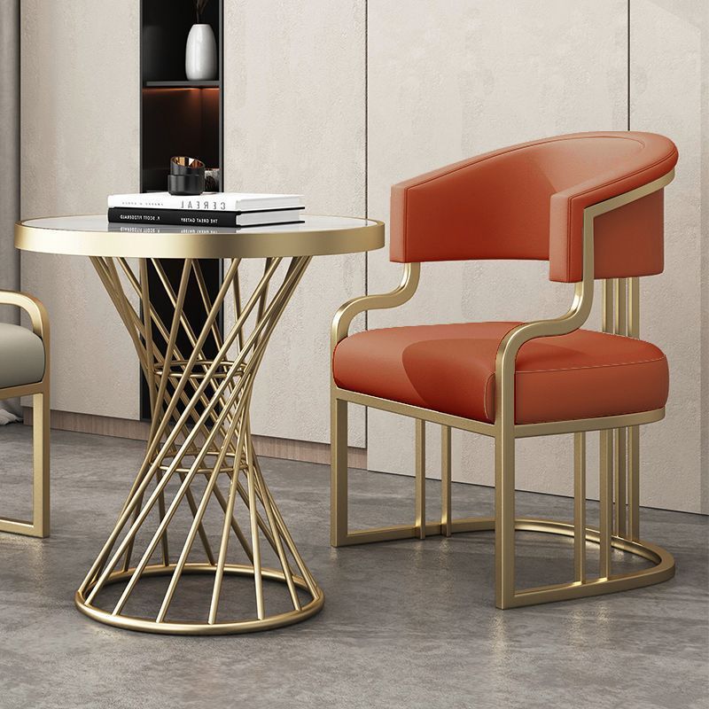 Легкий роскошный диван 1 стол 1 стул оранжевый