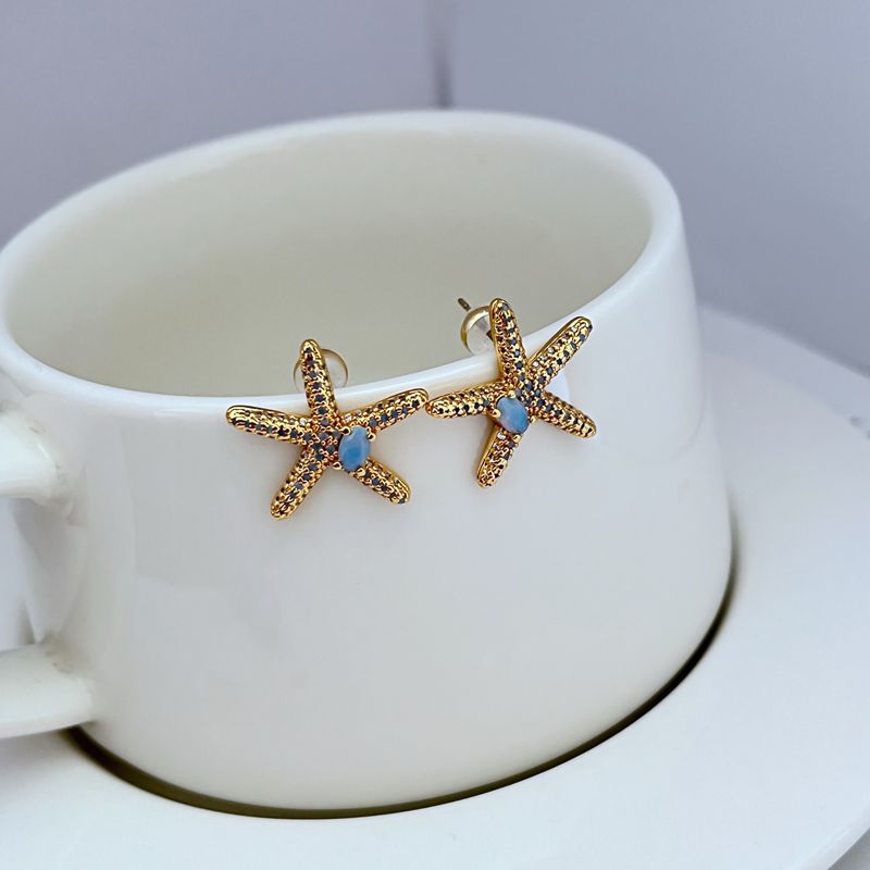 Fashionable fresh cute marine acrylic stone inlay with zircon
