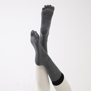 Color-block Five-finger Yoga Socks Women's Professional Non-slip Pressure Long Tube Sports Socks Pilates Socks Floor Socks