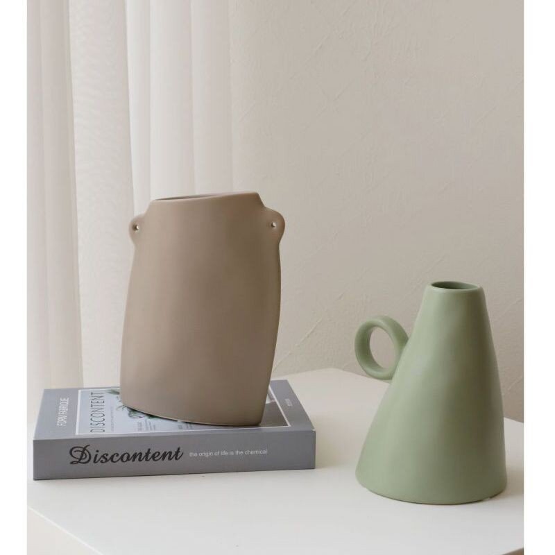 Wabilifeng decoración de jarrón de cerámica minimalista moderno arreglo floral ins flores secas sala de estar decoración suave del hogar creativo