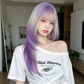Cosplay Hair Wig 哑光丝长直发 wigs for ladies 玫瑰网头套现货