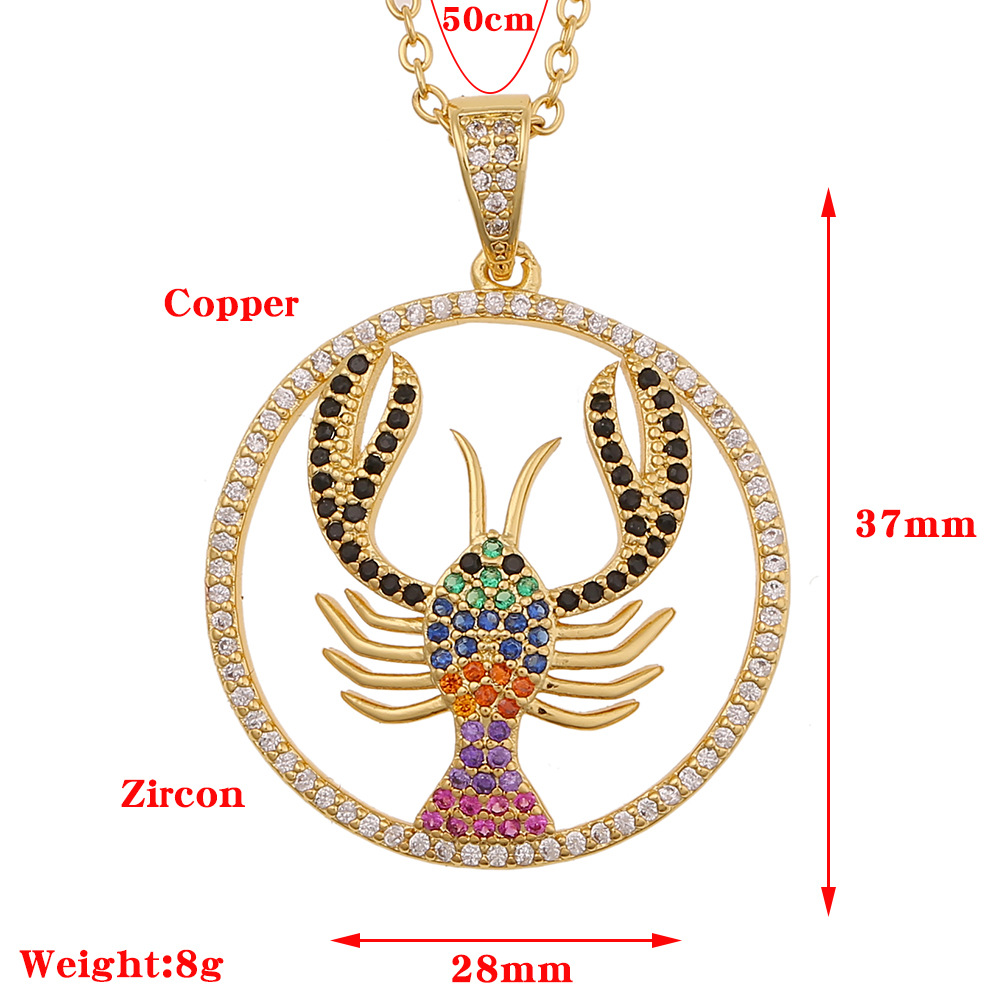 Hip-hop Copper Diamond Lobster Pendant Necklace display picture 1