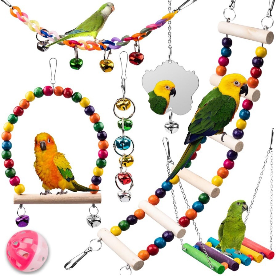 Juegos de juguetes de pájaros explosivos transfronterizos de artículos de pájaros roer y tirar juguetes de pájaros para aliviar el aburrimiento escaleras columnas juguetes de loros image 21