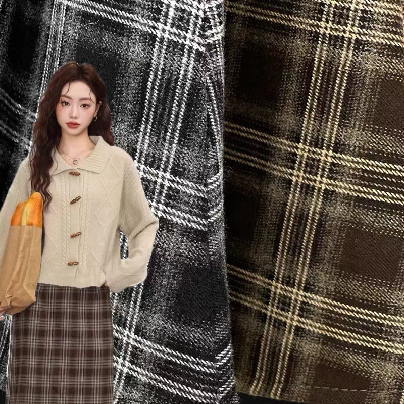 秋冬新款磨毛格子布 短裙半身裙阔腿裤童裤系列