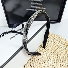 韓國東大門超閃水鑽發箍2024新款高級感輕奢名暖優雅頭箍髮夾