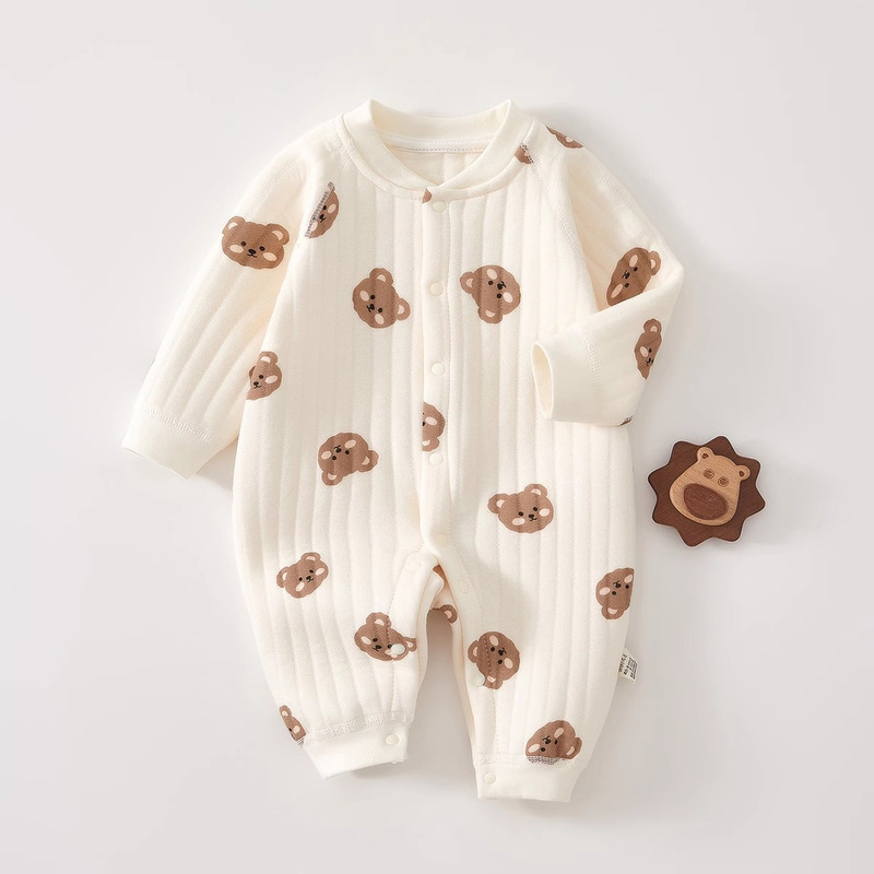 婧麒婴儿连体衣保暖春装夹棉婴幼儿宝宝衣服秋冬爬服哈衣薄棉套装|undefined