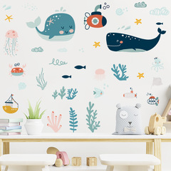 Underwater World Whale Stickers Children's Room Kindergarten Decorative Stickers Bedroom Background Seaweed Wall Stickers ZDB-2484