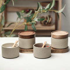 日式陶瓷調料罐家用廚房鹽味精調料收納盒調味罐套裝燒烤辣椒油罐