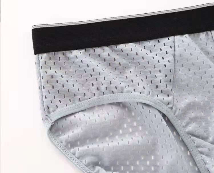 Summer Thin Mesh Ice Silk Breathable Men's Underwear Pure Cotton Inner Double Layer Enlarge Mesh Hollow Youth Underwear