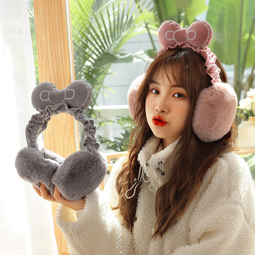 Ms. Ruiya's winter warm and cold-proof folding earmuffs cute flower plush earmuffs student cartoon ear warm ear bag