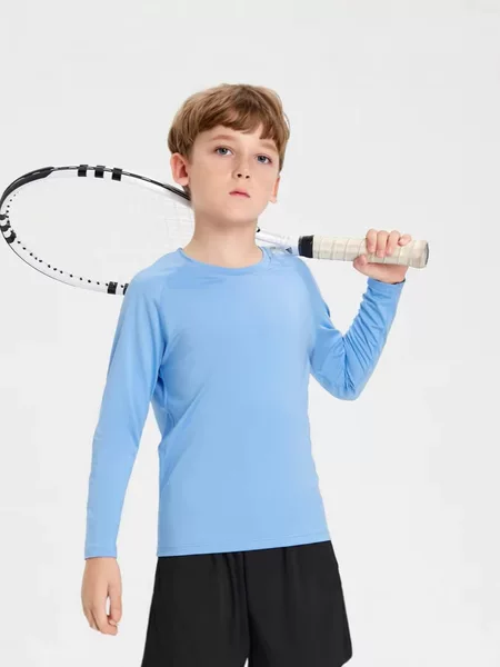 New Girls' Quick-drying Clothes Fitness Children's Yoga Clothes Long-sleeved Running Dance Base Shirt Sportswear for Boys and Girls