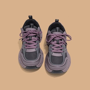 Korean Style Purple Daddy Shoes for Women 2025 Autum New Thick-Soled Super Good-Looking Shoes Versatile Casual Sports Shoes Dropshipping