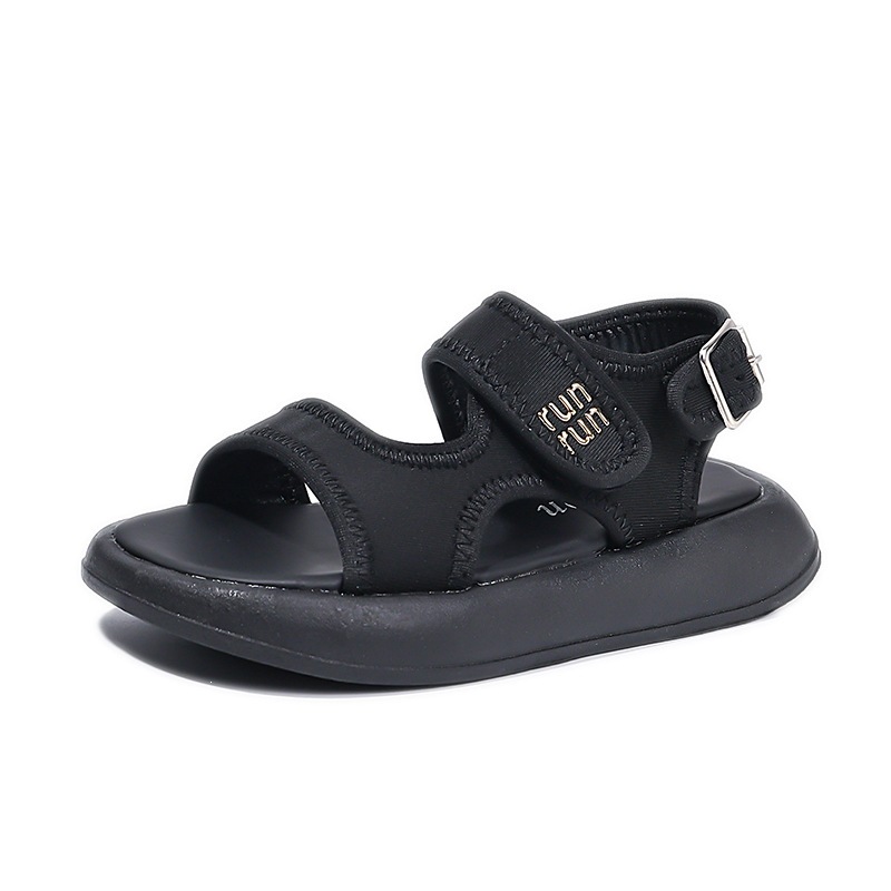 Kids' Black Roman Sandals Comfortable Lightweight Soft Sole for School And Beach_voghion.com