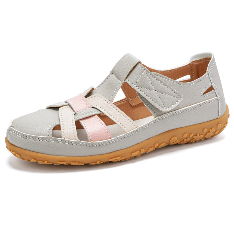 Cross-border tallas grandes 35-44 sandalias retro hechas a mano de verano zapatos de madre de suela blanda zapatos casuales de mujer con velcro zapatos de playa