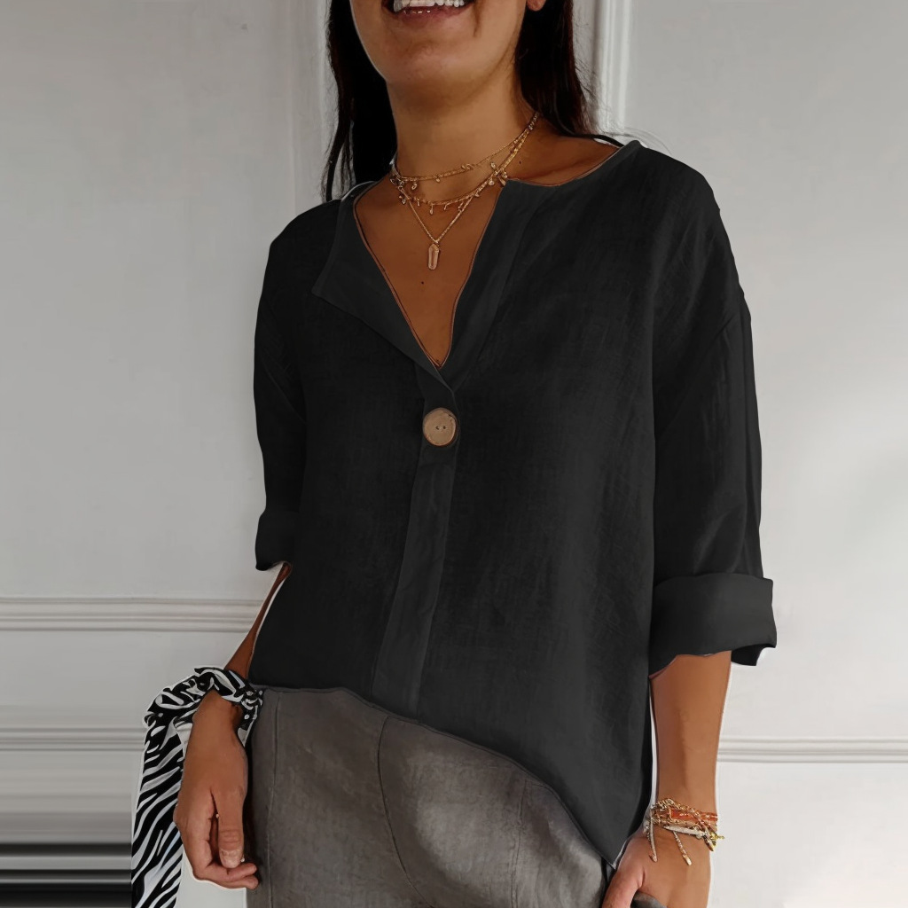 T-shirt ample K New pour femme, col en V, boutonné. Accessoires non inclus._voghion.com
