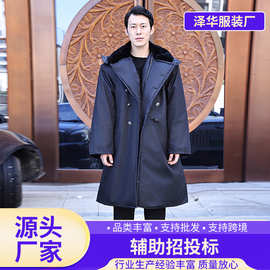 男式棉服保安工作服冬装加厚大衣棉衣防寒服冬季中长款工作服棉衣