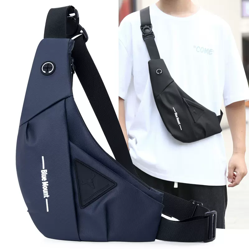 单肩包男士防水皮膜斜挎包多功能短途旅行胸包百搭机能风腰包男款