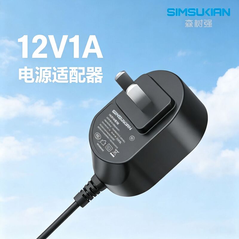 12W Power Adapter Wall-Mounted Chinese Standard 12V1A Power Supply Device for Beauty Equipment, Neck Fan, and Karaoke Equipment