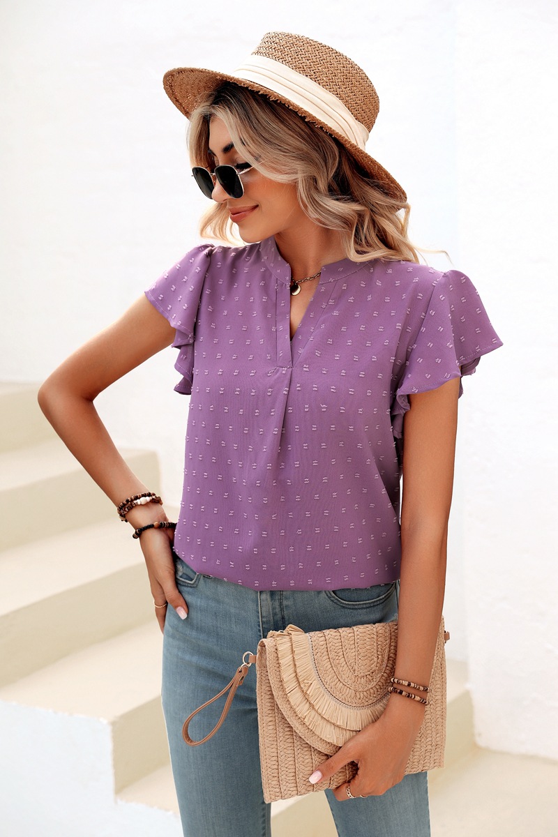 Women's Blouse Short Sleeve Blouses Patchwork Casual Solid Color display picture 2