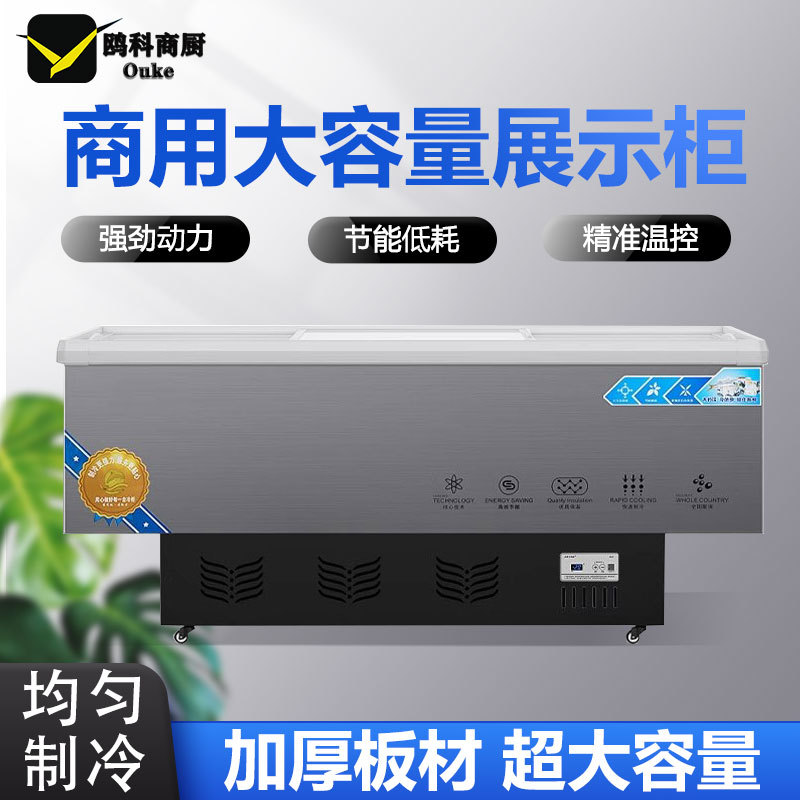 Freezer Commercial Large-Capacity Freezer Refrigerator Refrigerated Display Cabinet Fresh-Keeping and Freezing Dual-Purpose Island Cabinet Horizontal Glass Refrigerator