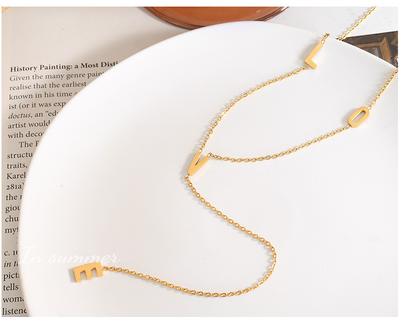 4g Weight 0.03µm-0.05µm Gold Plating Thickness PVD Coated Real Gold Plated Love 304 Stainless Steel Retro Waterproof Non Tarnish 304 Stainless Steel Sweater Chain