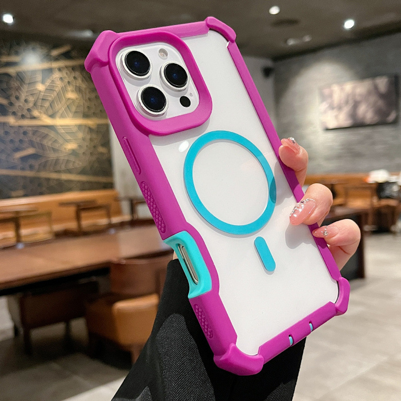 iPhone17Pro 透明携帯電話ケース 16Promax 四隅衝突防止磁気吸引 14/15 スペースグリッターパウダーケースに適しています。|undefined