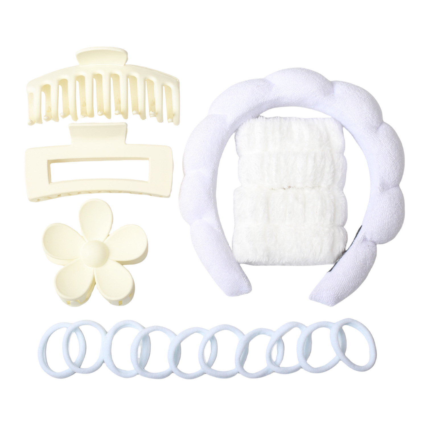 Diadema de nube de giro de esponja transfronteriza, pulsera de lavado de cara, anillo para el cabello de nailon, juego de pinzas de plástico grande, accesorios para el cabello image 12