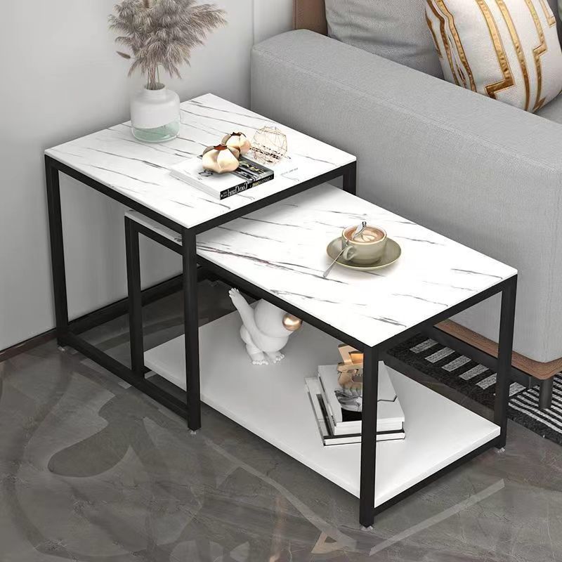 Sofá de tabla de roca simple armario lateral sala de estar móvil pequeño tablero de té al lado del armario lateral sofá cuadrado lujoso ángulo mesas