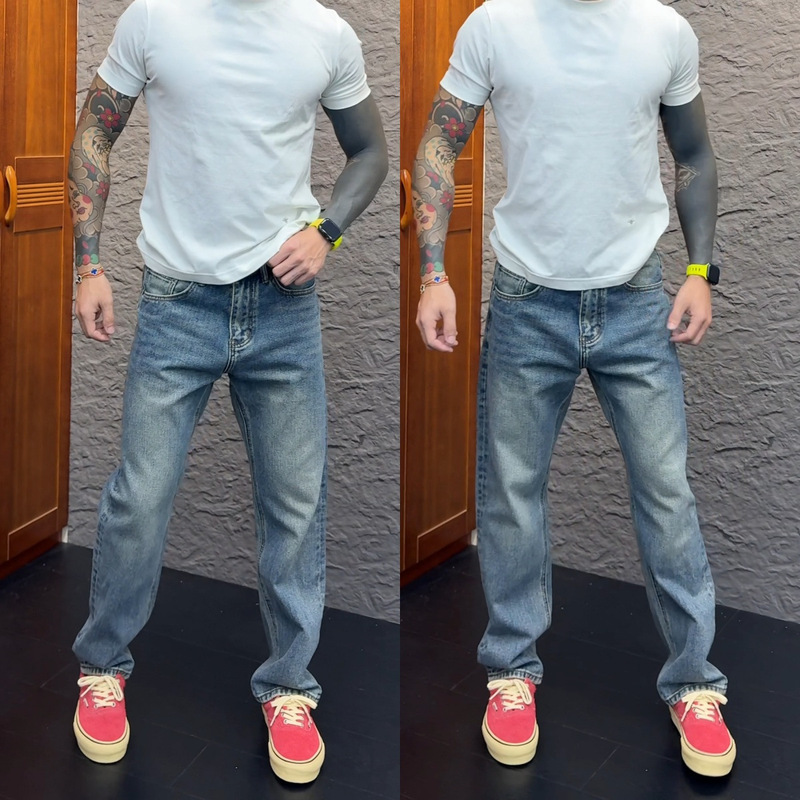 Slim Casual Trendy New Men's Casual Personality Versatile Designer Fashion High-Quality Clean Version Jeans
