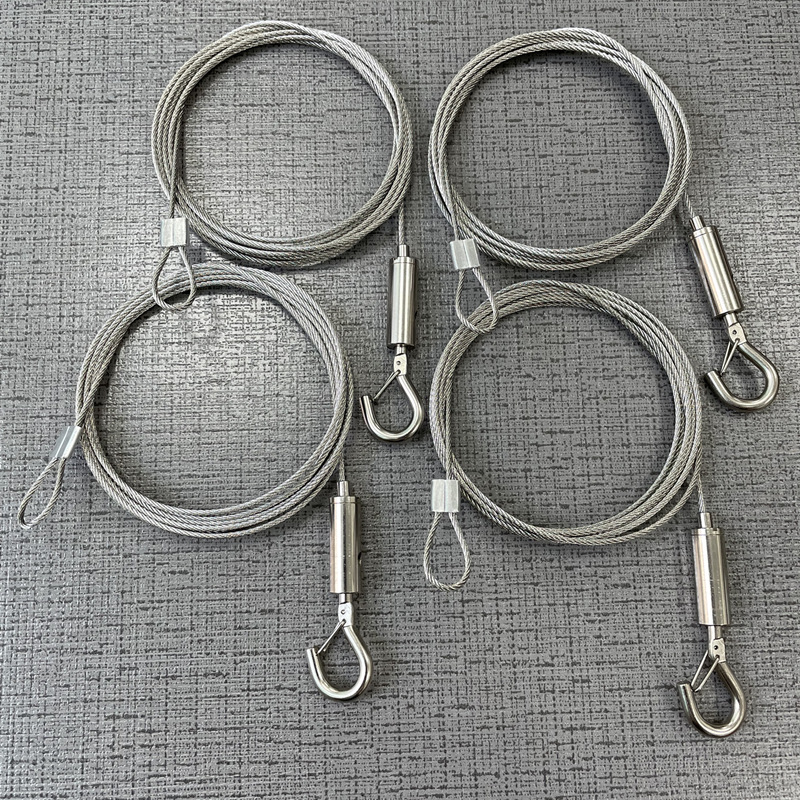 Cuerda de alambre de acero con gancho de seguridad dispositivo de bloqueo ajustable 2 m de largo gancho de seguridad de acero inoxidable accesorios de hardware cuerda de seguridad