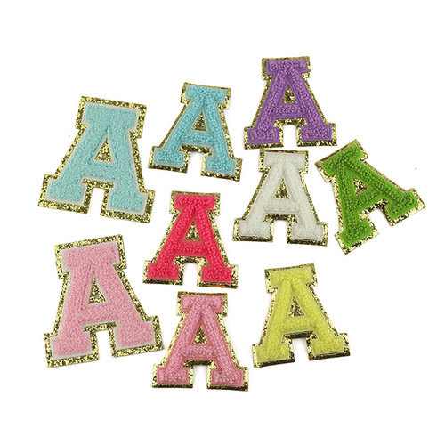 8cm 6.5cm 5.5cm towel embroidered letters A-Z embroidered cloth stickers gold onion pink Greet double layer embroidery stamp