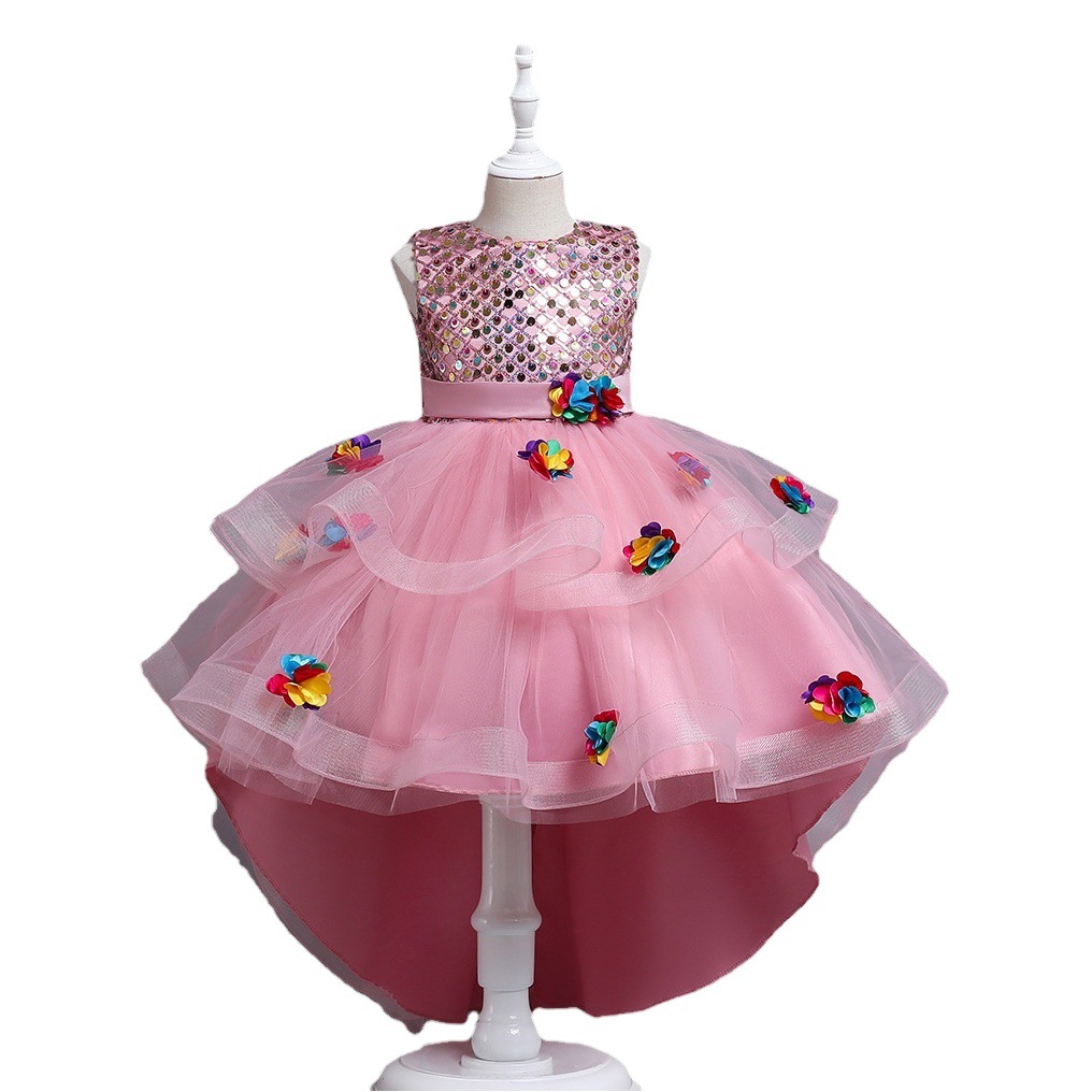 AliExpress Girls' nuevo vestido de princesa niña de las flores de los niños medianos y grandes desfile de piano traje de entrega de una sola pieza