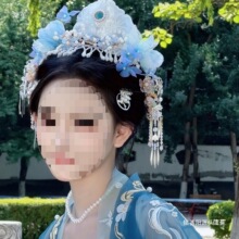 汉服配饰发冠仙气宋制3D打印头饰簪花头冠古风写真墨雨云间垒德株