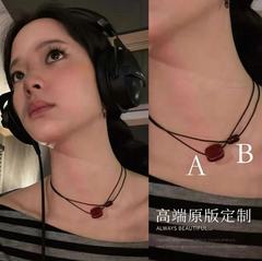 简约树脂黑绳项链女不掉色小众感时尚短款简约颈链锁骨链饰品配饰