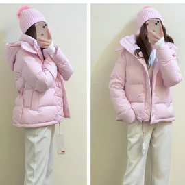 高板 25款五格lulu女士羽绒服冬季白鹅绒泡芙连帽羽绒服外套