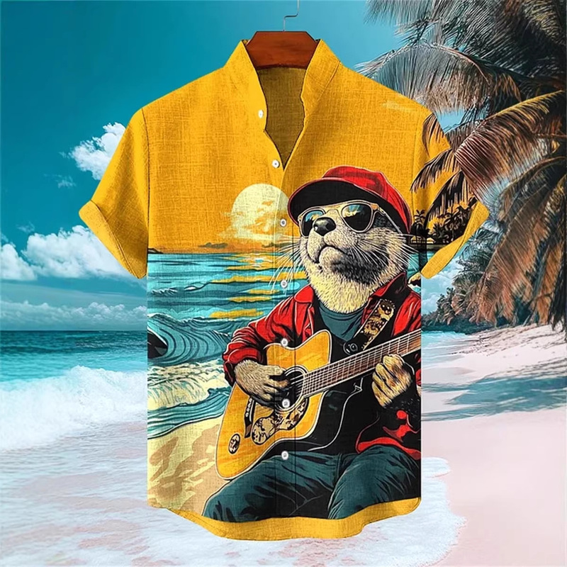 Cross-Border Exclusive Supply: Men's Personalized Cartoon Otter and Flamingo Print Shirt, Casual Style, 1688 Factory Direct Supply Cross-Border Exclusive Supply: Men's Personalized Cartoon Otter and Flamingo Print Shirt, Casual Style, 1688 Factory Direct Supply
