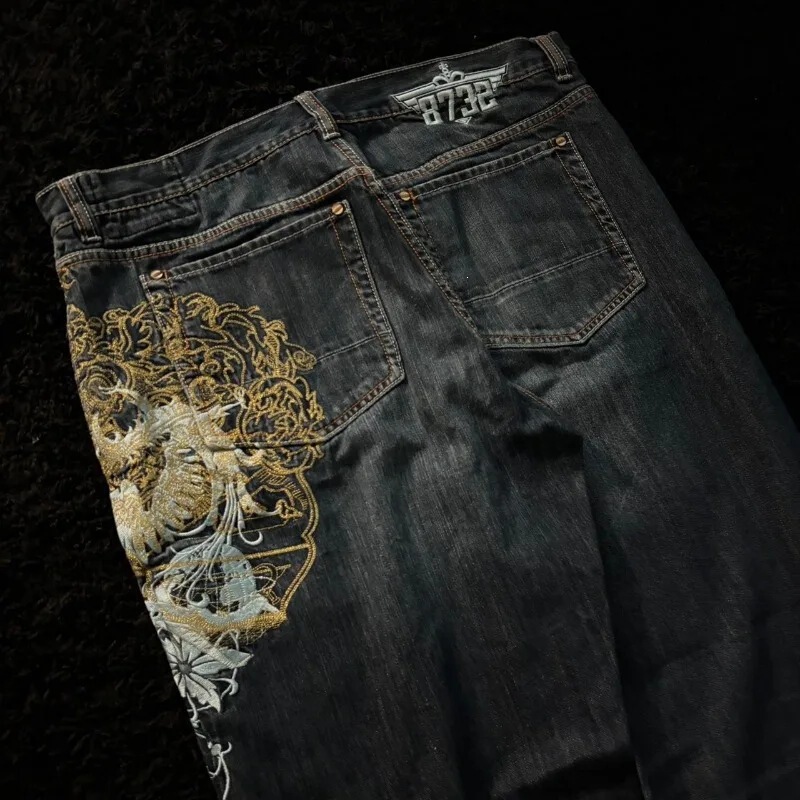 Y2K European and American Cross-Border Retro Street Embroidered Jeans New Spring and Autumn Fashion Oversize Loose Straight Pants