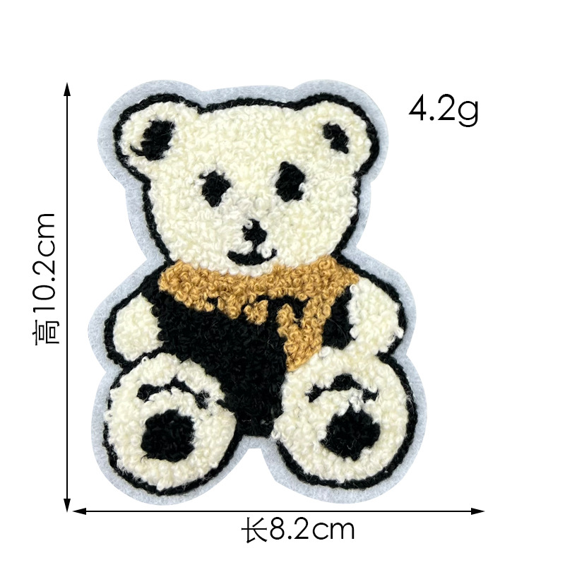 Toalla de oso de dibujos animados pegatinas de tela bordadas spot accesorios de ropa al por mayor ropa de oso abrigo parche de agujero