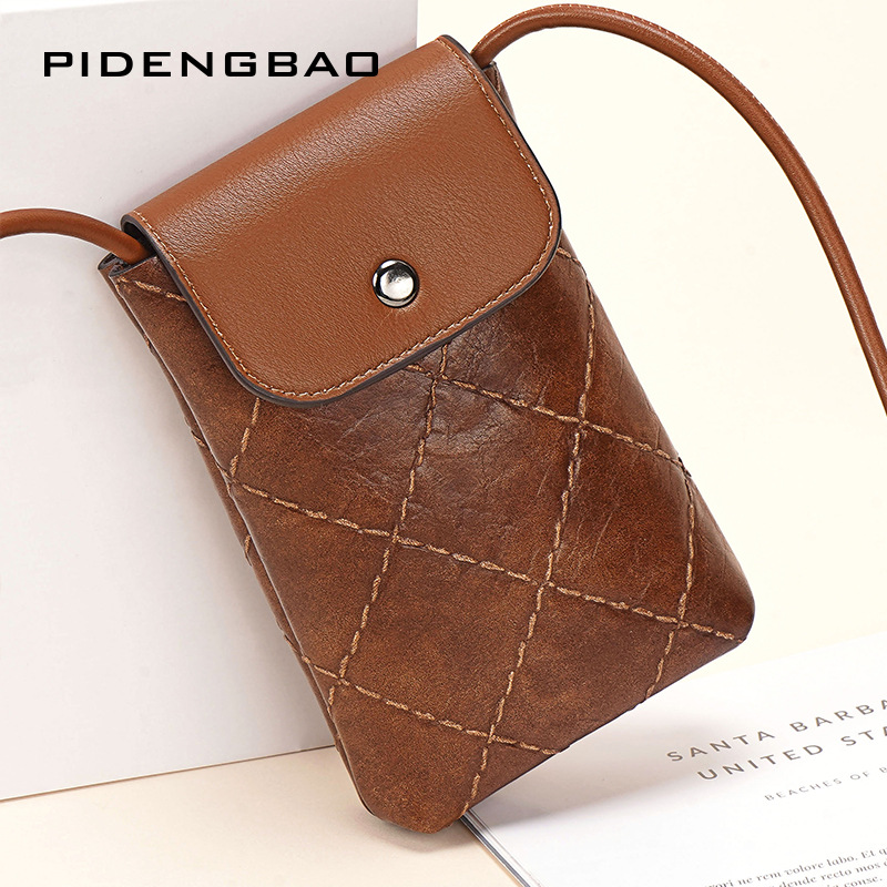 2026 cross-border new high-end classic diamond-pattern embroidered women's phone bag, lightweight, suitable for casual walks, crossbody or shoulder bag