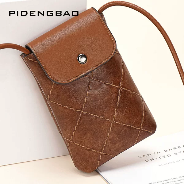 2026 cross-border new high-end classic diamond-pattern embroidered women's phone bag, lightweight, suitable for casual walks, crossbody or shoulder bag