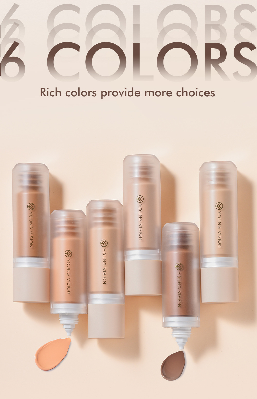 YOUNG VISION Bottom Press Foundation is a detachable matte facial base makeup liquid that is not prone to smudge undefined