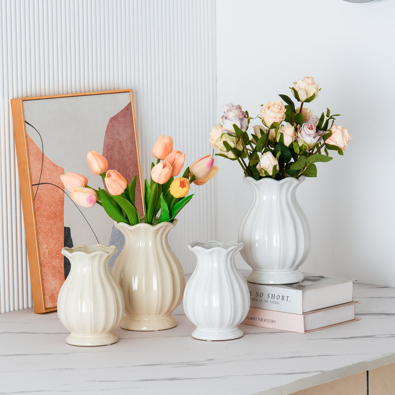 Irregular Ceramic Vase, High-end Decoration, Living Room Flower Arrangement, Dried Flower Vase, Water-raised Flower Desktop Decoration