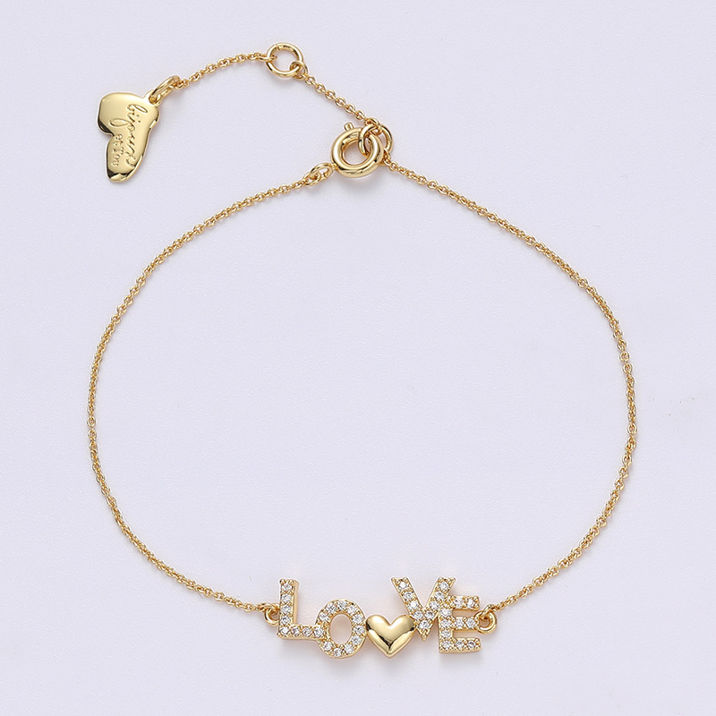 Original Design Letter Copper Plating Zircon Bracelets 1 Piece