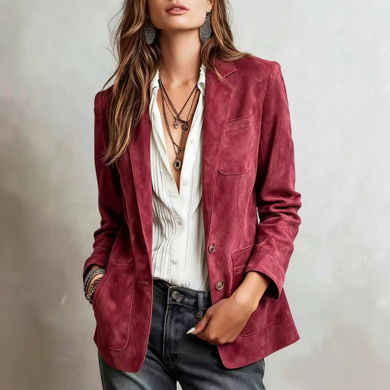 2026 European and American Women's Amazon Independent Store Jacket, Elegant Retro Suede Single-Breasted Coat for Autumn and Winter 2026 European and American Women's Amazon Independent Store Jacket, Elegant Retro Suede Single-Breasted Coat for Autumn and Winter