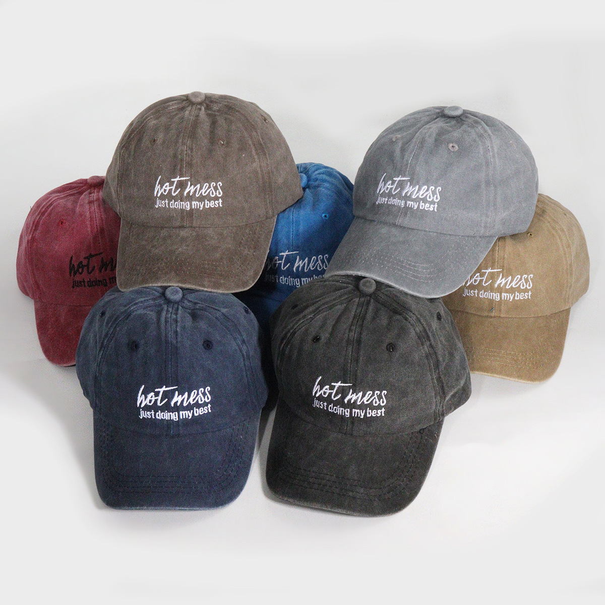 Unisex Stylish casual ins letter embroidered washed baseball cap Deep top visor_voghion.com