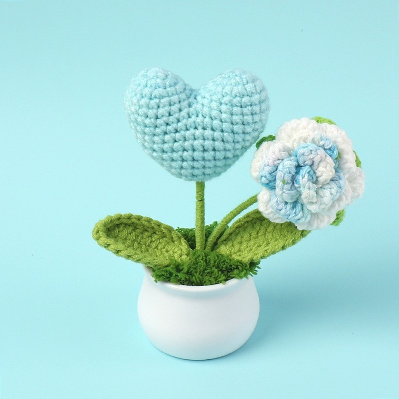 完成したウールひまわり鉢植えスズラン造花チューリップデスクトップ装飾品バレンタインデー教師クラスメートギフト|undefined