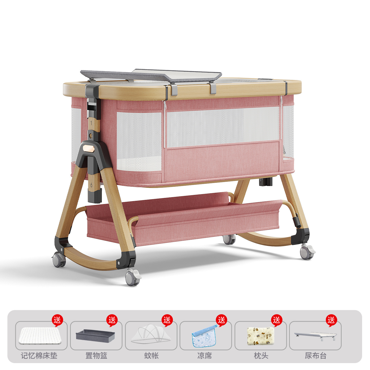 Cama de aleación de aluminio móvil portátil cuna cama plegable multifuncional bb cama recién nacida cama de empalme
